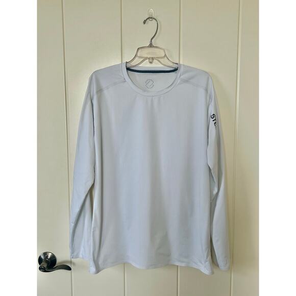 Stellar EQ Tech White Long Sleeve Mens Activewear Crew Neck Shirt Size L - Picture 1 of 9